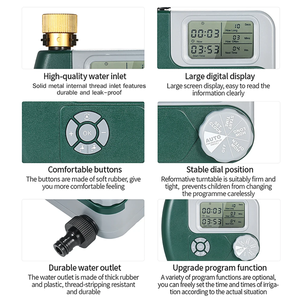 Duży ekran wyświetlacz podlewanie ogrodu timery programowalny sterownik nawadniania 1 lub 2 wylot automatyczne nawadnianie System tryskaczy