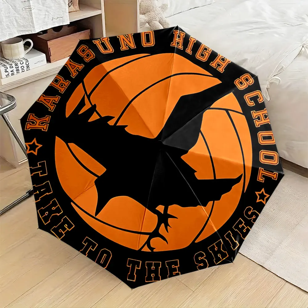 Crow Silhouette Print Compact Folding Travel Parasol Sports Anime Graphic Decorative Present