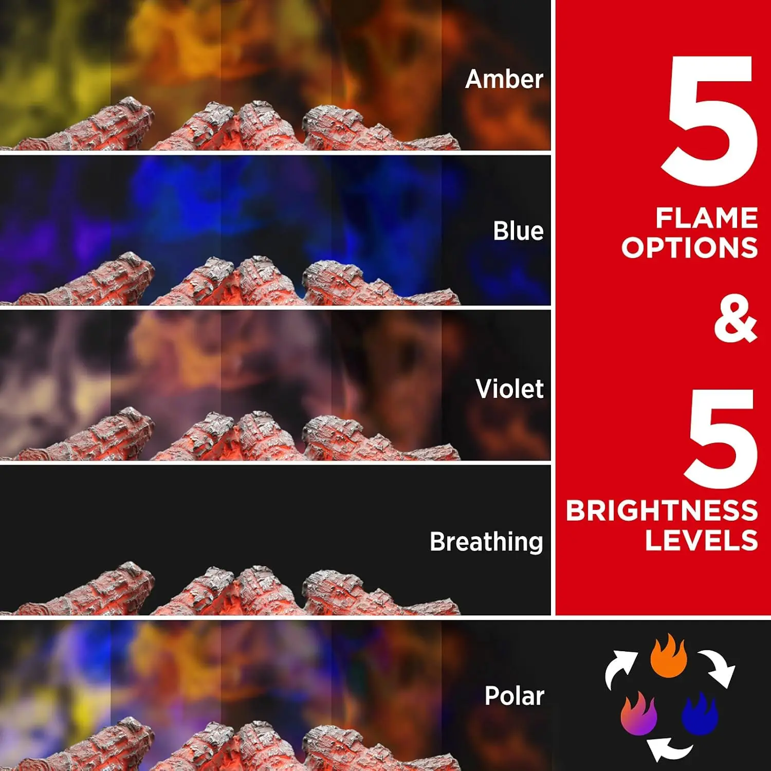 26-Inch Infrared Quartz Electric Fireplace Log Heater, Realistic Pinewood Logs, Adjustable Flame Colors, Remote Control