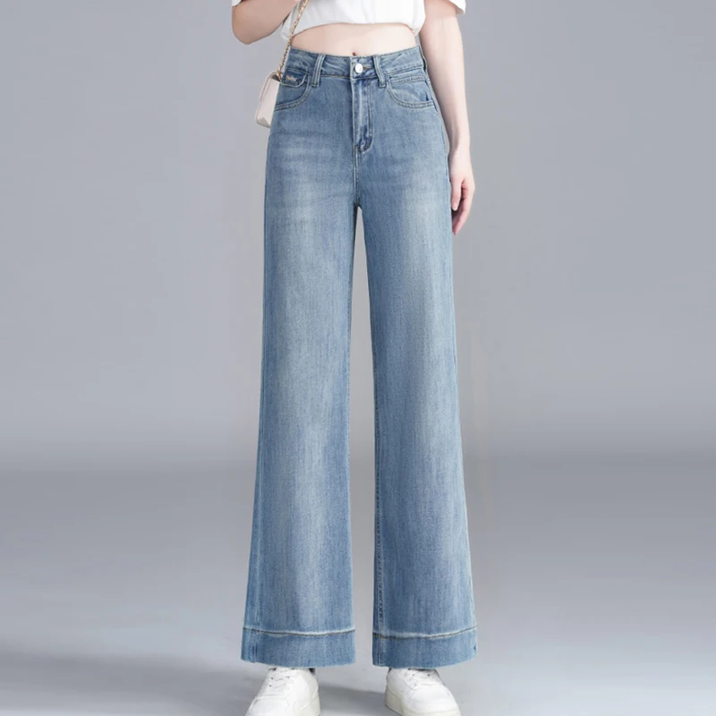 Style AYu-Wed-fit jeans high-West slim-looking tall lady nine-part-fit denim pants for women DN0787