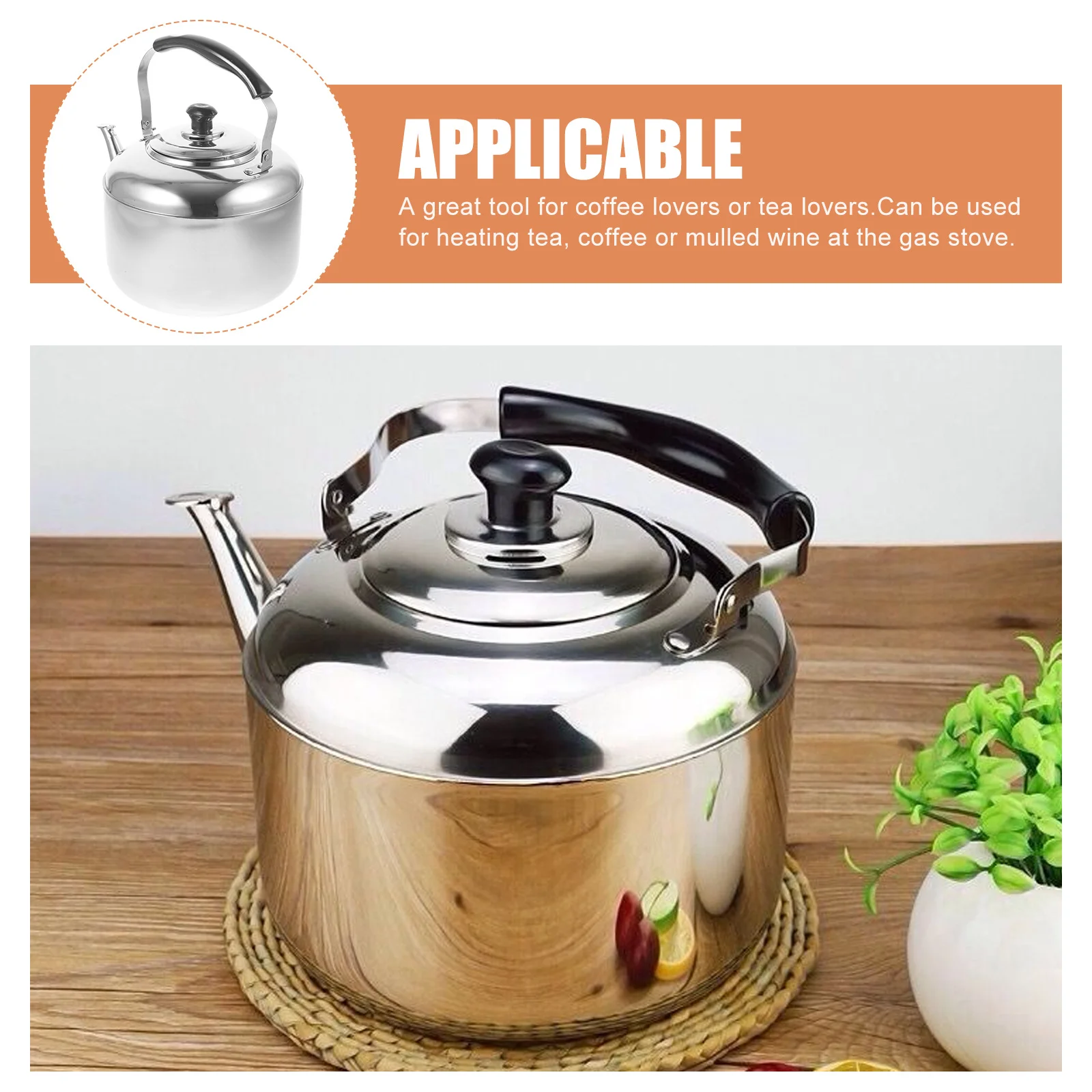 

5.5L Stainless Steel Kettle Large Capacity Boil Water Pot For Induction Cooker Hot Soup Coffee Tea Office Use