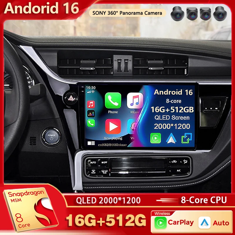 

Android 16 Qualcomm For Toyota Corolla 11 Auris LHD 2017-2019 2K QLED Android Car Radio Multimedia Video Player Stereo CarPlay