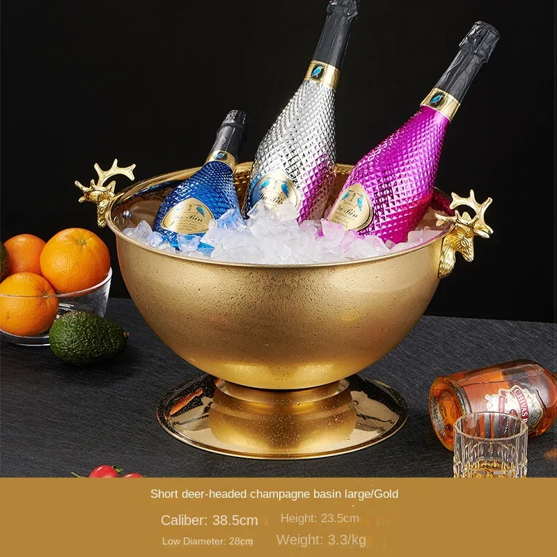 

304 Stainless Steel Punch Bowl, Moose Head Ice Bucket, Champagne Chilling Bucket, High-Quality Beverage Cooler for Parties.