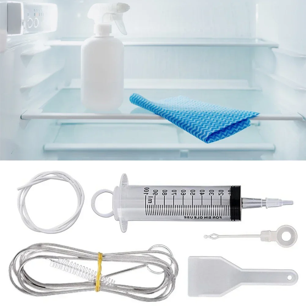 5pcs Fridge Dredging Kit Flexible Refrigerator Scrub Brush Reusable Fridge Drain Hole Dredging Remover Cleaning Syringe Shovel image 3