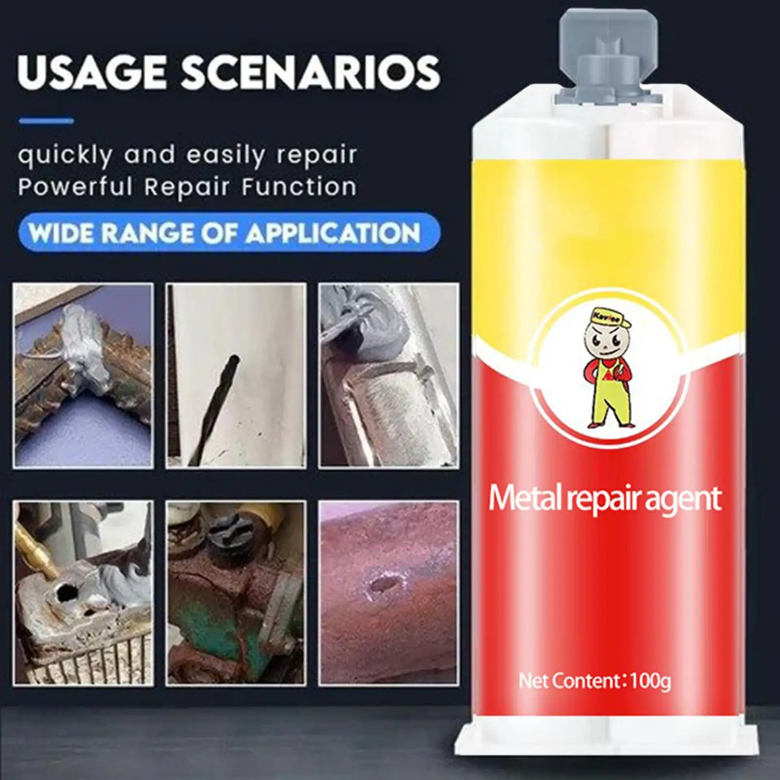 Metal Repair Glue Cast Iron High Strength Repairing Adhesive Heat Resistance Repair Adhesive Agent Tool Fast-Drying All-purpose