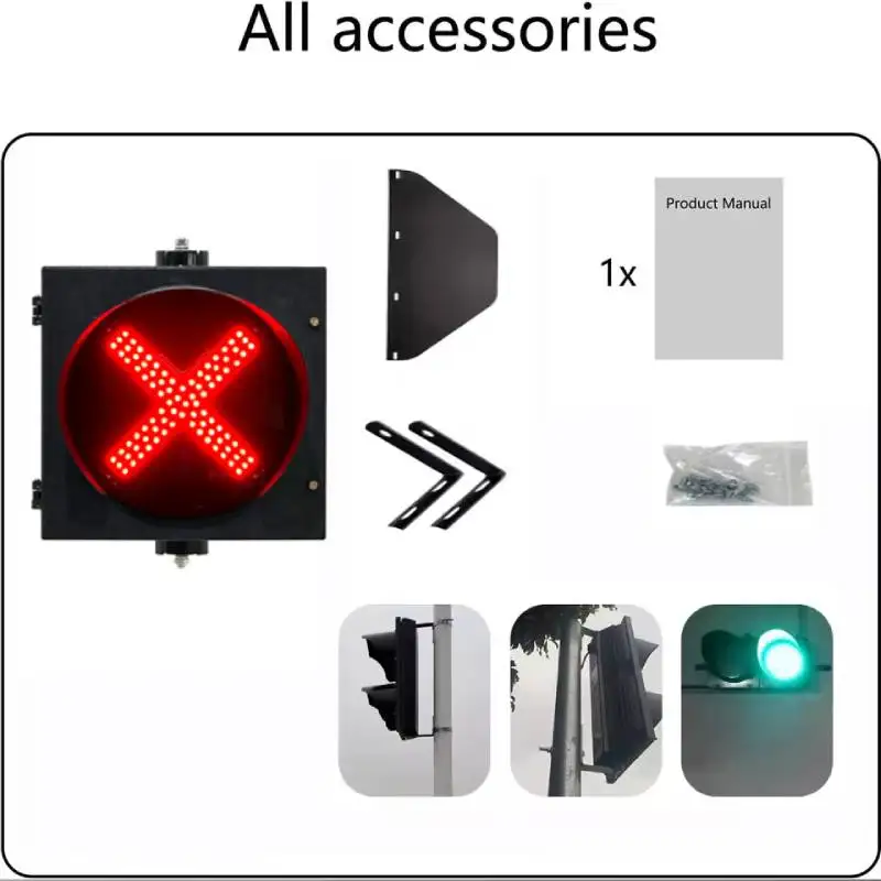 Segnale trasversale rosso semaforo da 300 mm |   Multi-tensione opzionale impermeabile e resistente alle alte temperature | Materiale PC