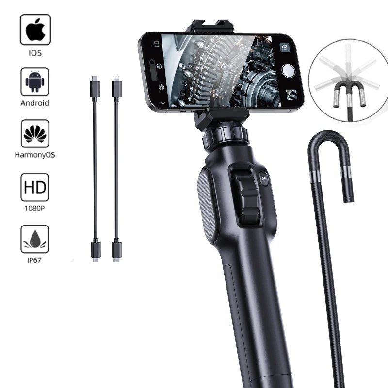 

Industrial Endoscope 360° Two-way steering Endoscope with Articulation 8.5mm Cars Inspection Camera With 8LED For IOS Android