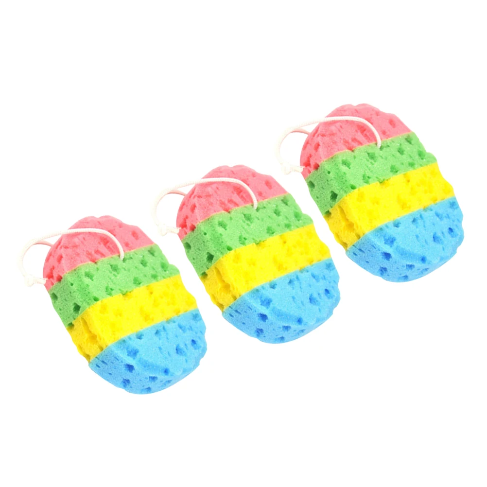 

3pcs Bathing Sponge Tools Seaweed Material Delicate Skin Exfoliation Massage Oval Shape 4Colors Sponges Scrubbers Home Supplies