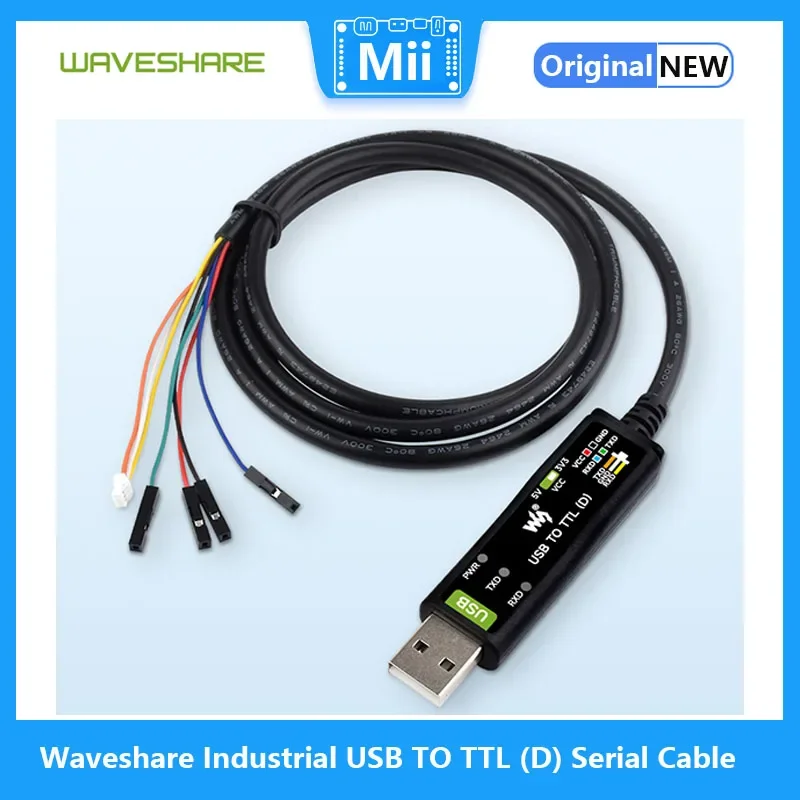 Waveshare kabel seri USB ke TTL (D) Industrial USB, Chip Debugging asli, cocok untuk debug Port seri Raspberry Pi 5