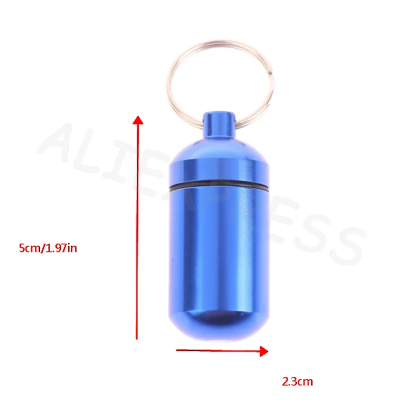 Storage Sealed First-Aid Keychain for Travel And Camping Waterproof Metal Keychain 2.3x5cm Portable Outdoor Medicine Bottle