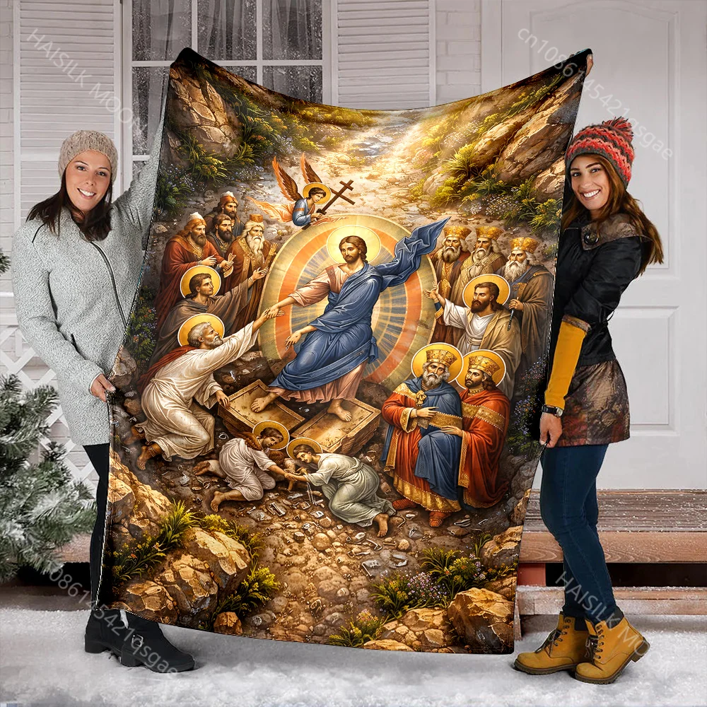 

Resurrection redemption religious painting blanket Prayer blankets for believers suitable for home sofa camping travel car