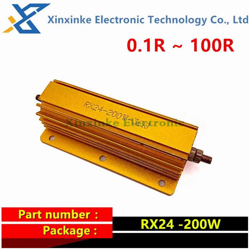 

1PCS RX24 200W 0.1 ~ 100 ohm Aluminum Power Metal Shell Case Wirewound Resistor 0.5R 1R 2R 4R 6R 8R 10R 20R Resistor 80ΩJ