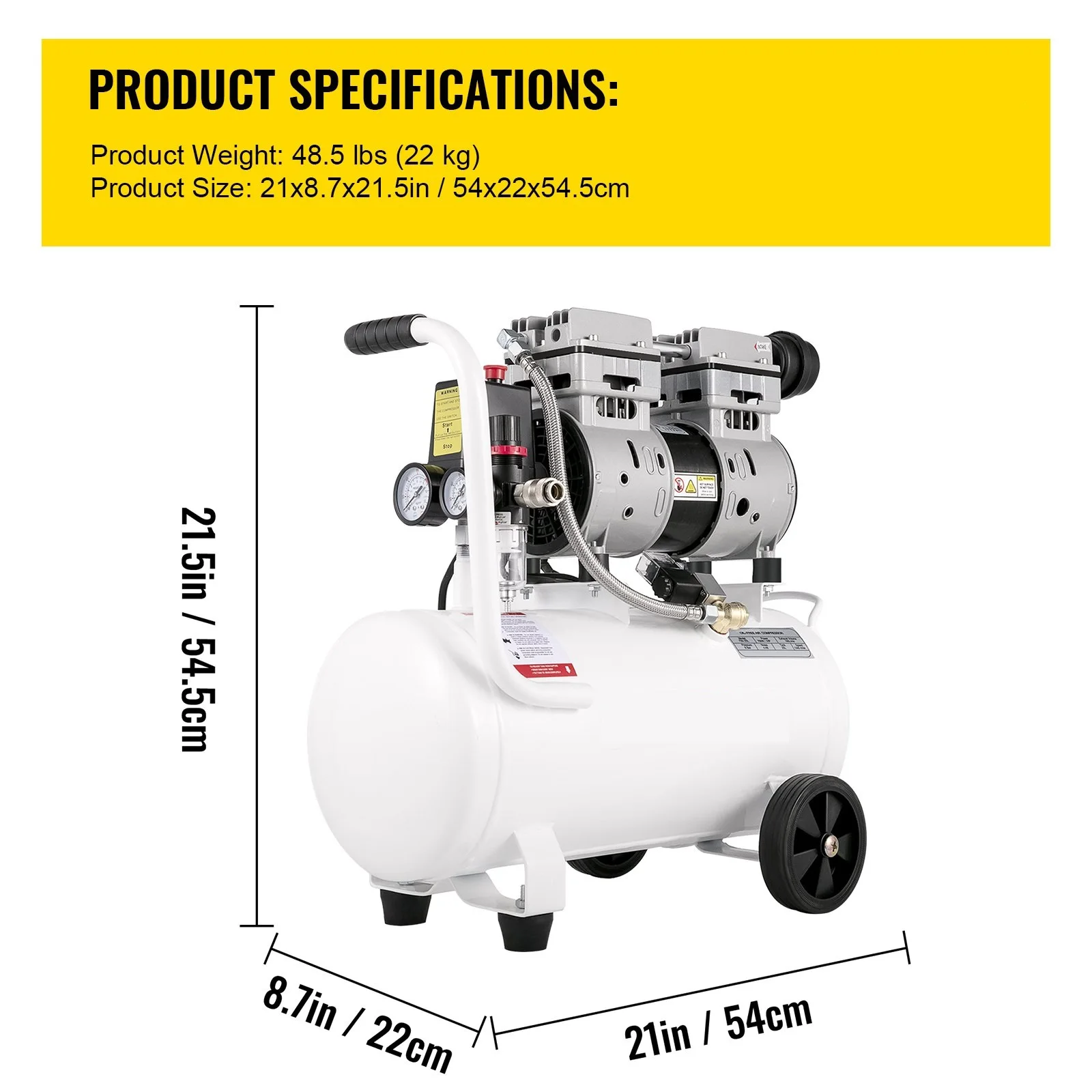 Air Compressor 6.6 Gallon Portable Air Compressor 1HP Oil Free Air Compressor Steel Tank 750W Pancake 25L Tire Inflation 115 PSI