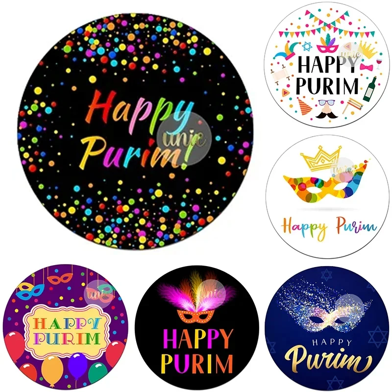 Happy Purim Label Stickers Greeting Jewish Holiday Festival Party Gift Bag Party Decor