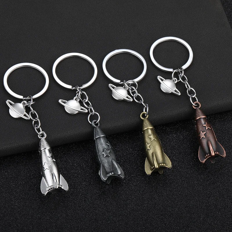 1PC Creative 3D Mini Planet Rocket Keychain Pendant For Women Men Bag Charm Car Keychain Jewelry Space Souvenir Gifts