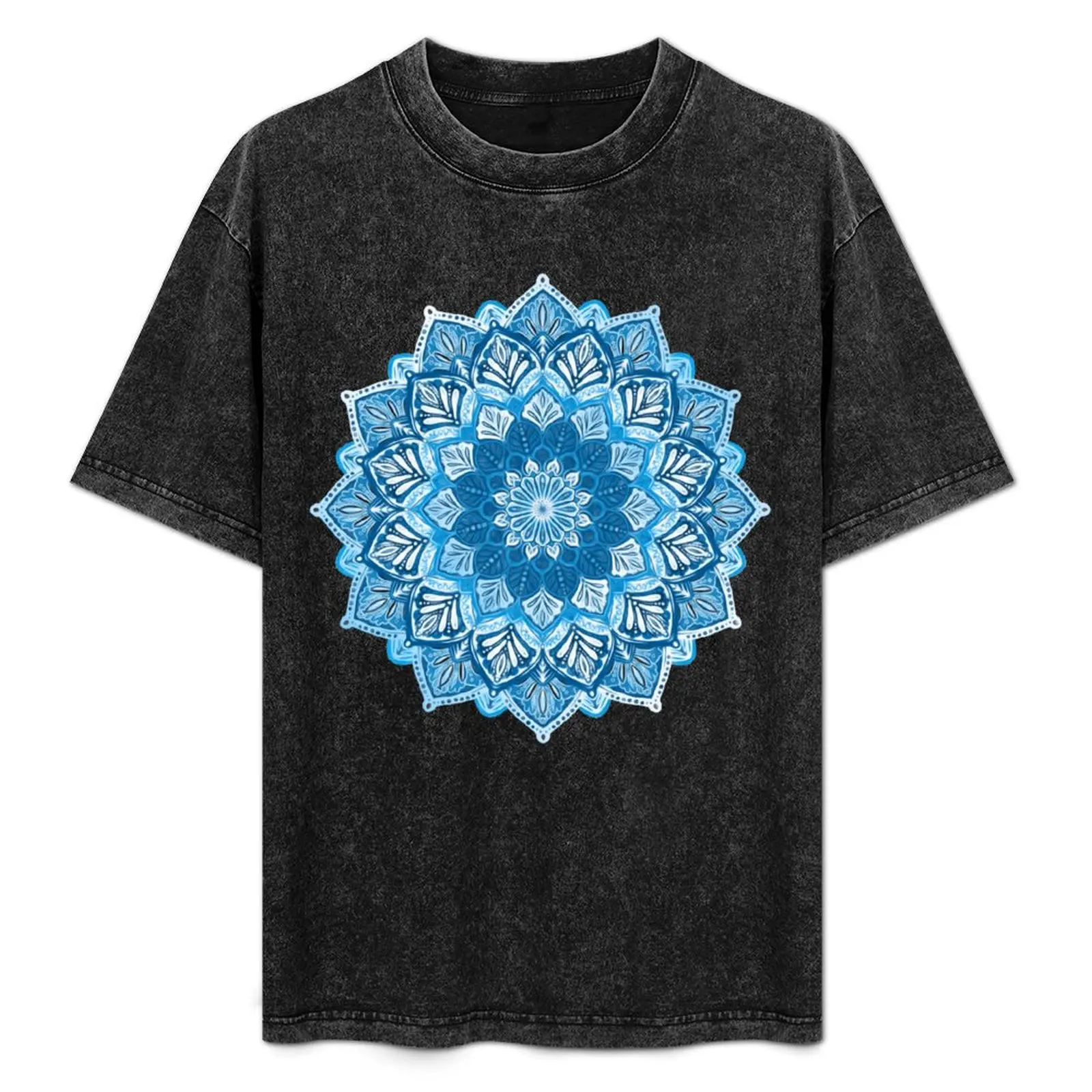 

Boho Mandala in Monochrome Blue and White T-Shirt for a boy blacks men t shirt