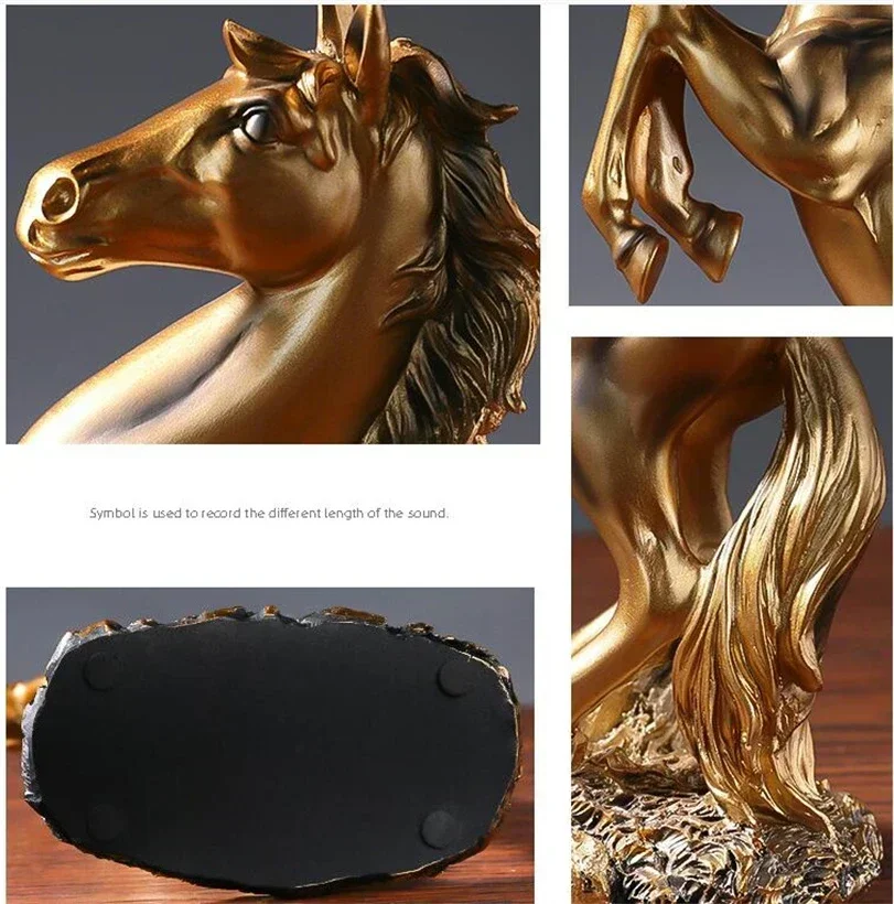 Creative Gold Silver Black Horse Resin Sculpture, Horse Model Home Decor Animal Decoration Living Room Office Craft Decoration