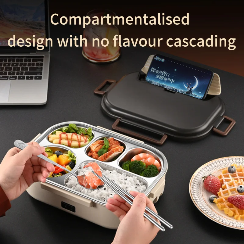 110V/220V Portable Electric Heated Lunch Box Multi-function Car Home Heated Lunch Box Set Stainless Steel Insulated Lunch Box