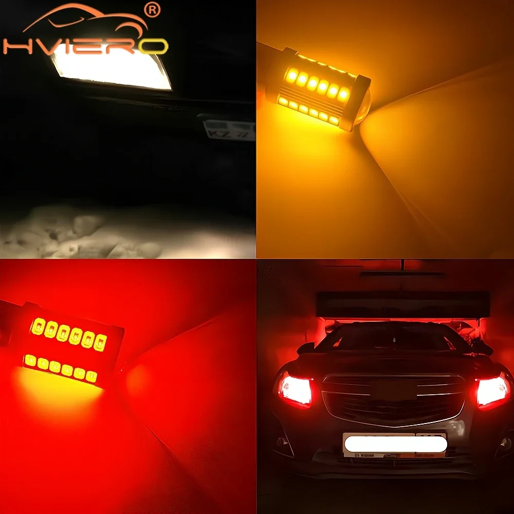 2pcs Car LED License Plate Additional Brake Light 3030 Packing Trunk Lamp Auto Stroke Lantern Bulb Clearance 1156 1157 7443 3157