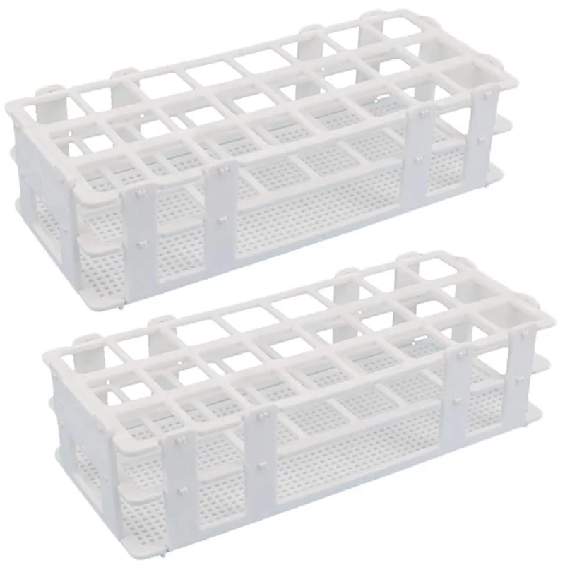 6Pcs Plastic Test Tube Rack 24 Holes Lab Test Tube Rack Holder For 25Mm Test Tubes, Detachable, White