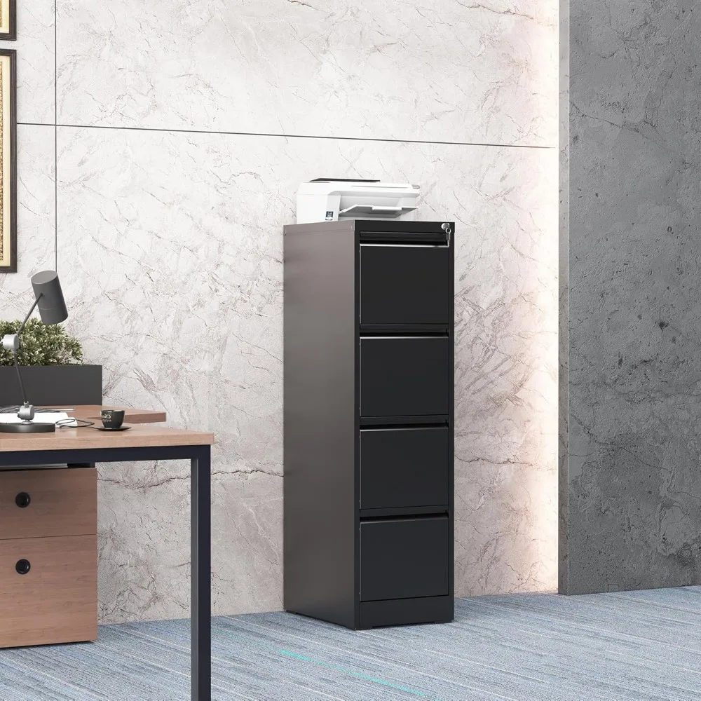 Archivador vertical de acero resistente con cerradura, archivador de 4 cajones para oficina en casa, adecuado para cartas y documentos jurídicos