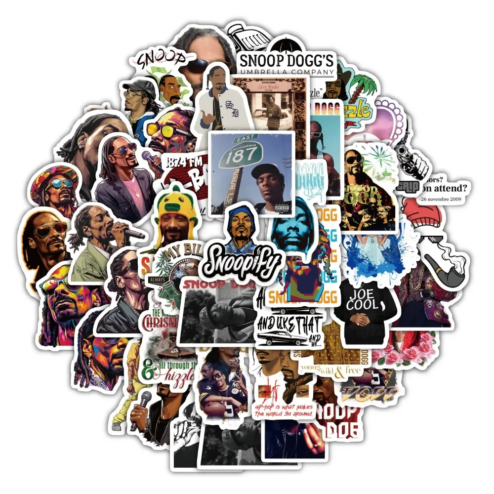 10/60pcs Hip Hop Rap Singer Doggy Dogg Stickers Fans DIY Laptop Bike Diary Phone Waterproof Wall Stationery Desk Decal Wholesale