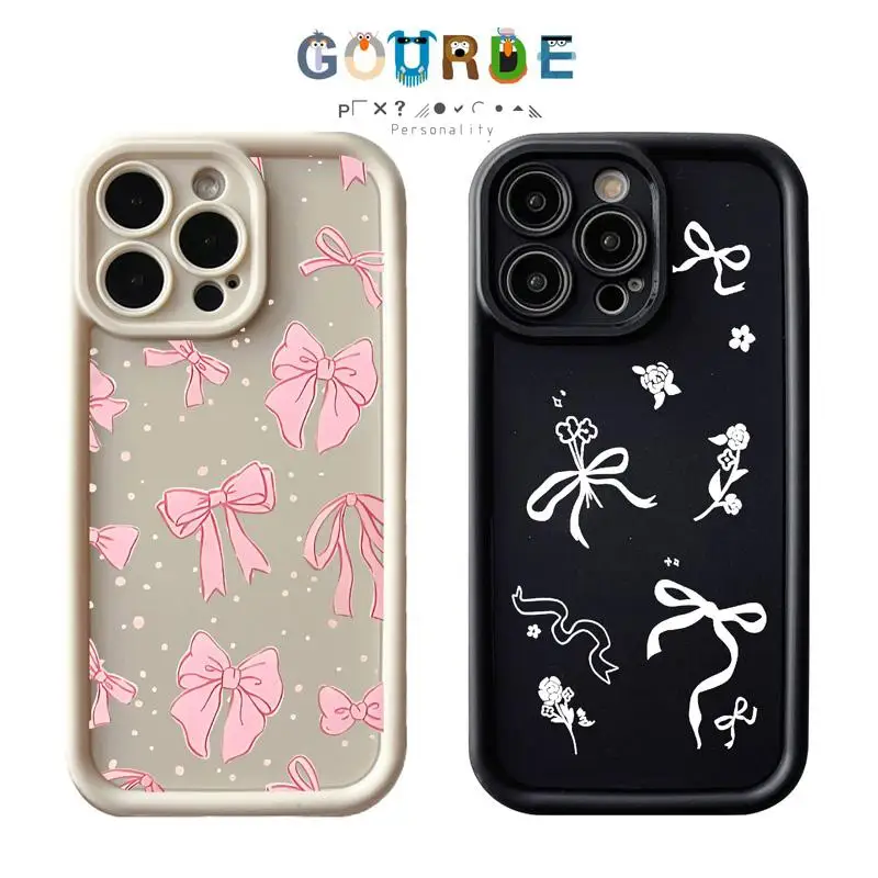 

Gourde Elegant Coquette Casing Flower Bow Pattern Phone Case for Iphone 15 14 12 13 11 Pro Max IP 7 8 Plus Iphon X XS XR Xs Max