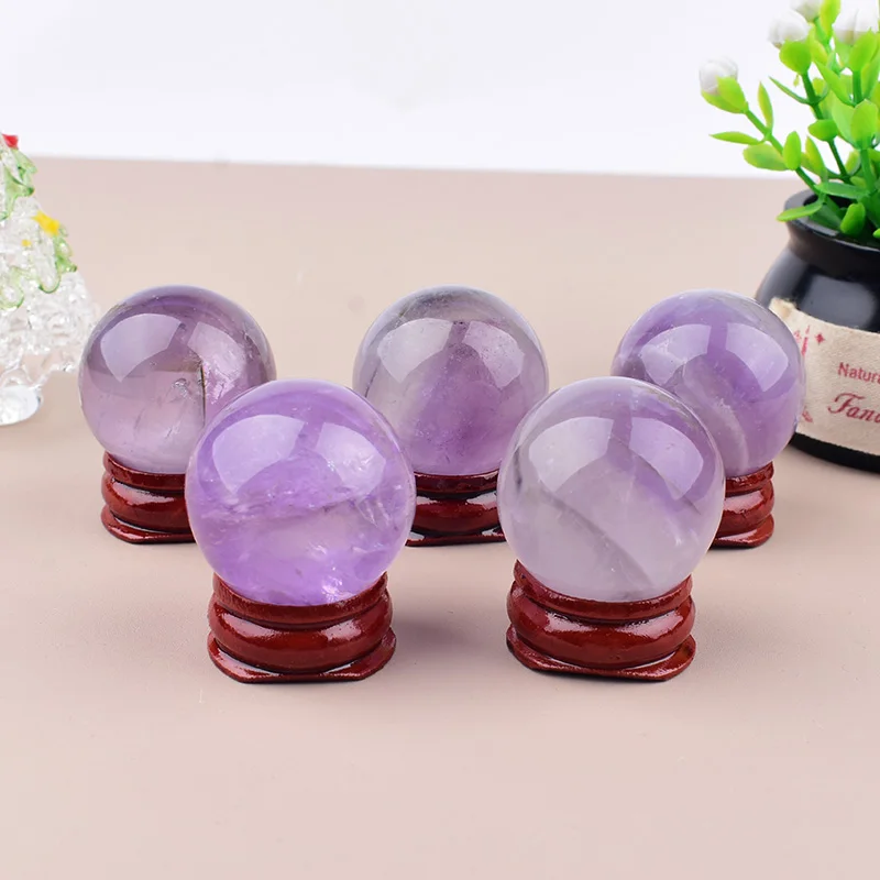 Natural Crystal Polishing Lilac Amethyst Ball Ornaments Reiki Healing Crystal Mineral Specimen Crafts Home Decor Gift Souvenir
