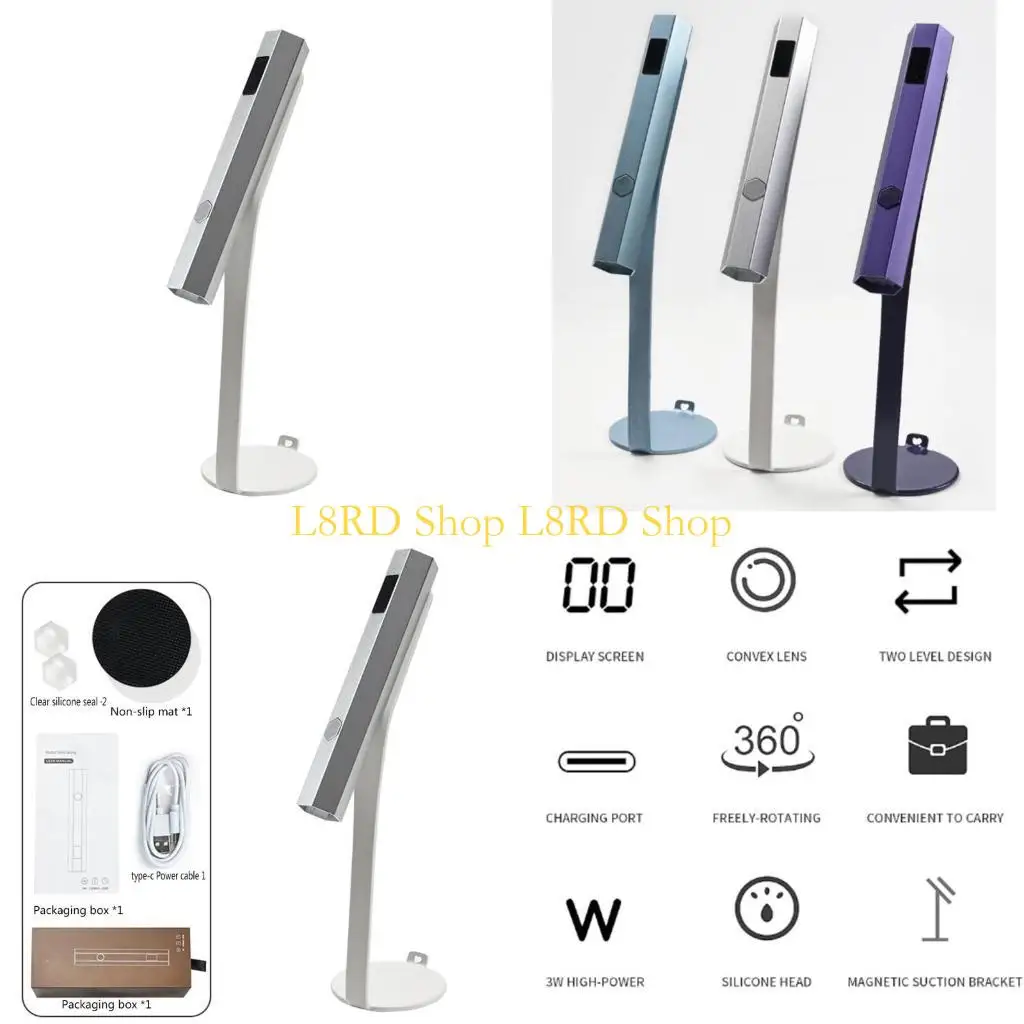 Lámpara uñas portátil L8RD, luz Metal para uñas, lámpara uñas secado rápido, secador uñas USB, luz LED para uñas,