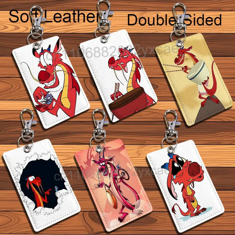 Cute cartoon emoticons Mushu Card Holder With Keychain Executive Protection For Bank Credit Subway Bus Case