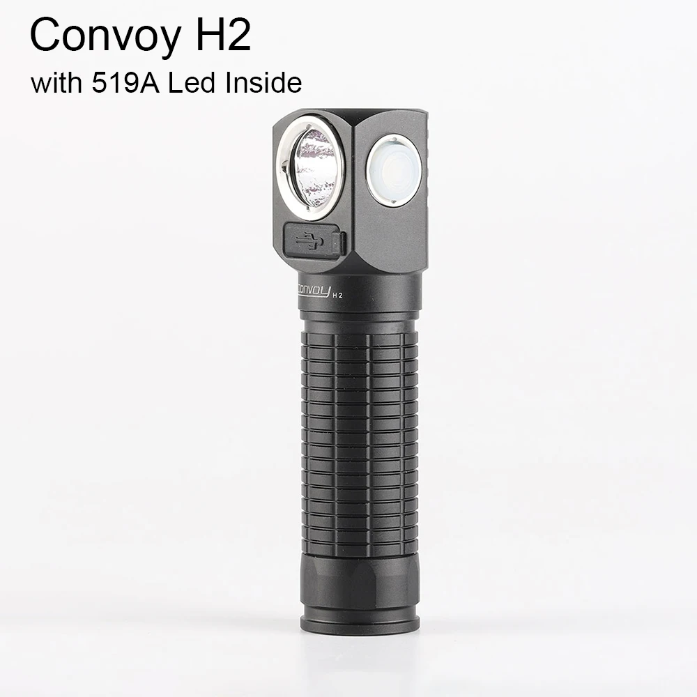 Convoy H2 Flashlight with 519A Linterna Led Headlamp 18650 Type-C Rechargeable Lamp Headlight L-shape Torch Camping Head Light