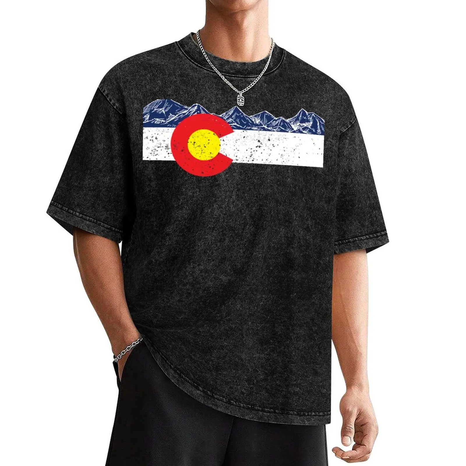 Colorado Flag Mountain Gift Vacation Colorado Day Denver T-Shirt luxury t-shirt Louboutins vintage t shirt men