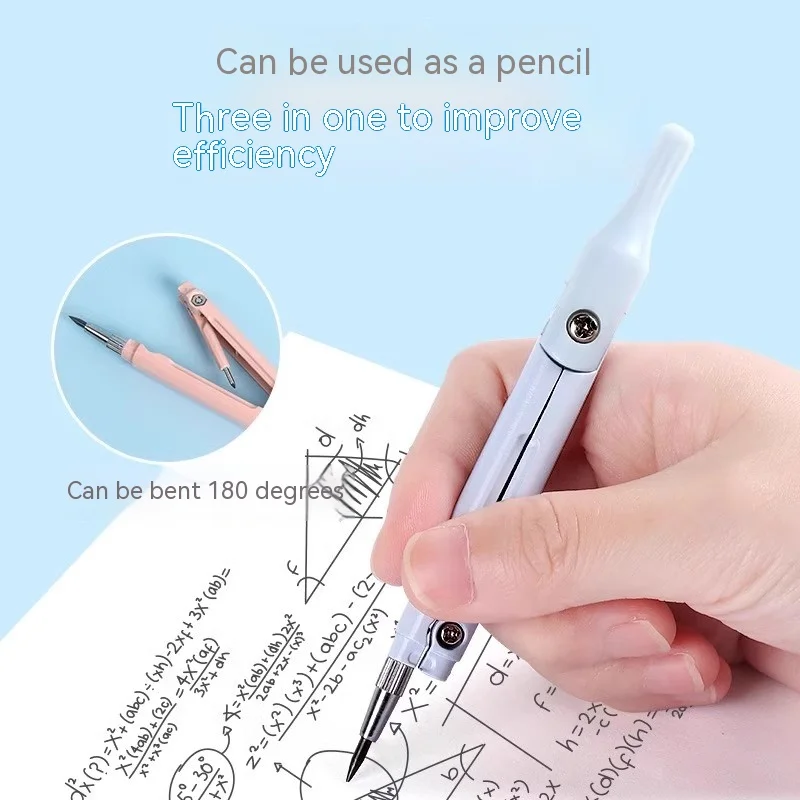 Three-in-one Multifunctional Compass Ruler With Pencil Refills Lead Math Geometry Tool Circle Student School Stationery Supplies