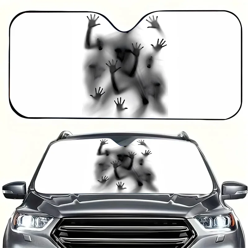 1pc Foggy Silhouette Car Sunshade | Foldable, Suction-Cup Installation, Keeps Car Cool, Universally Applicable, Protects Dashboa
