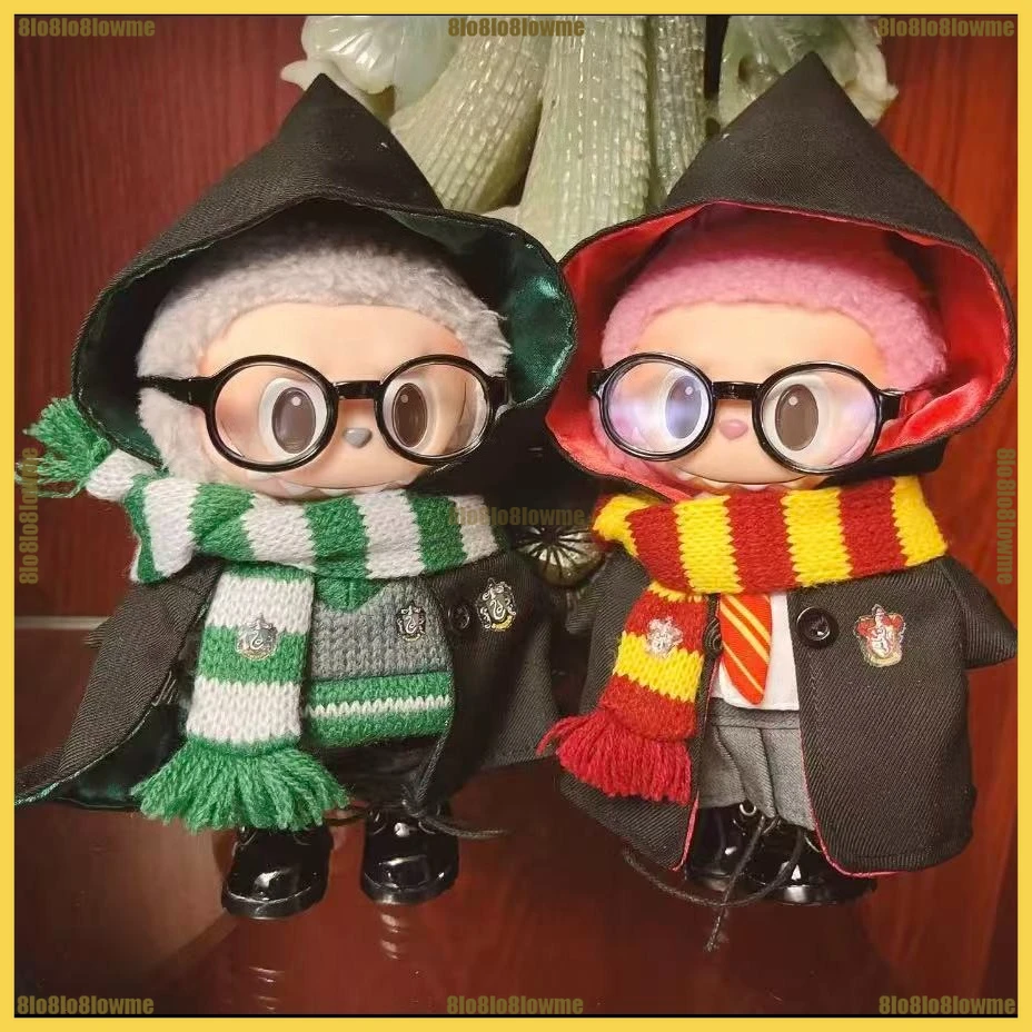 

Hot Labubu Clothes School of Magic 6pcs Suit Cartoon Hogwarts Magic Cloak Scarf Uniform Set Mini Plush Doll Clothing Accessories