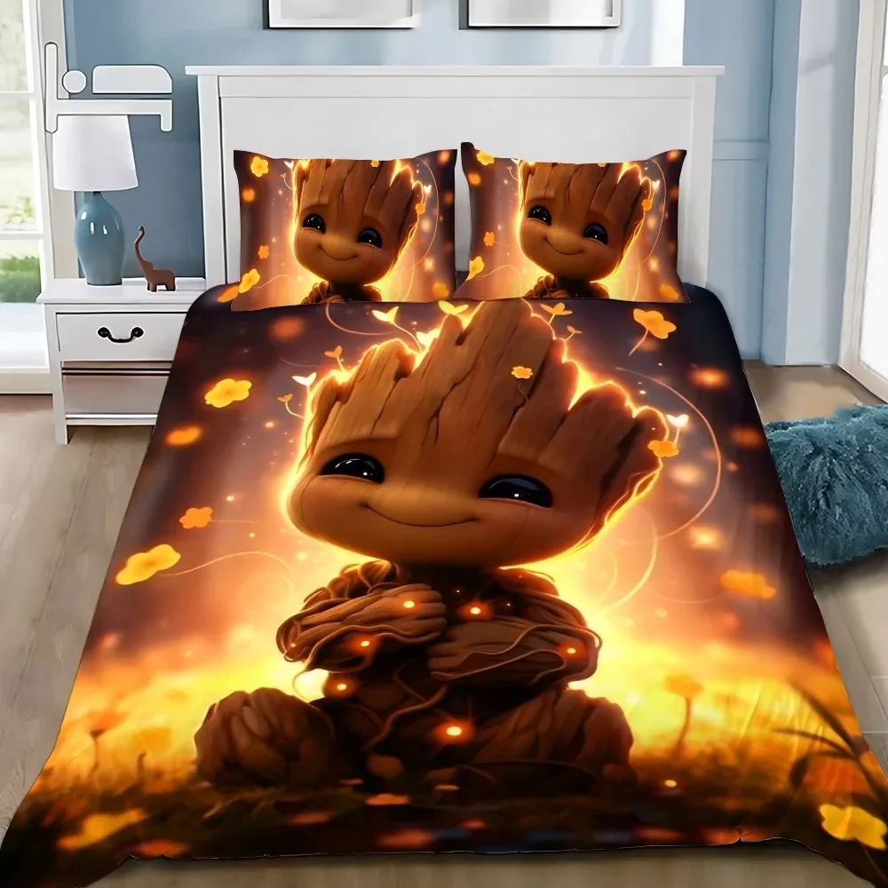 Cartoon Tree People Duvet Cover Pillowcase Bedding Set Adult Boy Girl Bedroom Decoration Children Single Double Size G-Groots