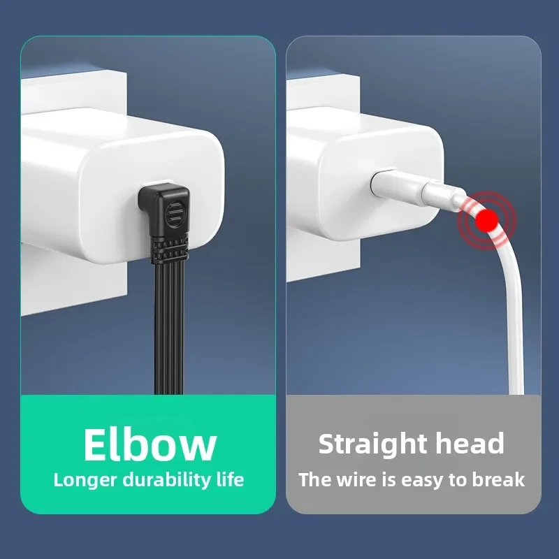 

90 Degree USB-C Extension Cable Male To Female 45W PD Fast Charging Braided Nylon Data Sync Phone Tablet Laptop Accessory