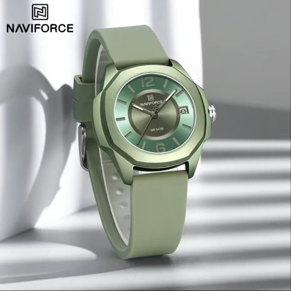 NAVIFORCE Sports Casual Watches for Woman Soft Silicone Strap Classic Fashion 30m Waterproof Date Display Ladies Gift Wristwatch