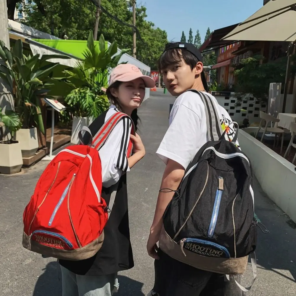 Japanese Y2k Aesthetic Letter Embroidery Bags Women Korean High-capacity Schoolbags College Student Casual Unisex Backpack 백팩