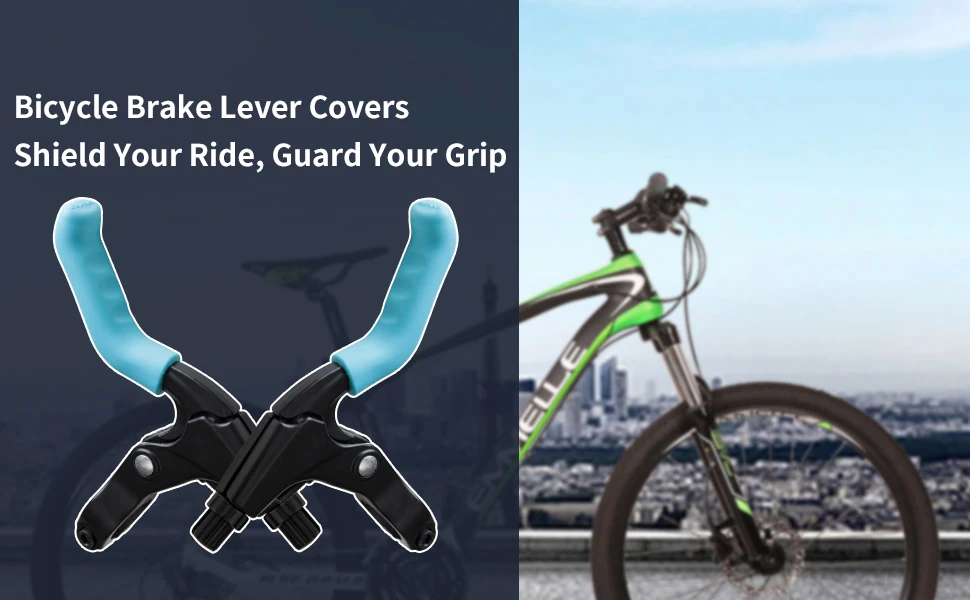 2 Paar Silikon-Bremshebelabdeckungen für Fahrräder – rutschfeste Griffhülsen, passend für Mountainbike- und Rennräder, blau-orange Fahrradgriffe – Detail 2
