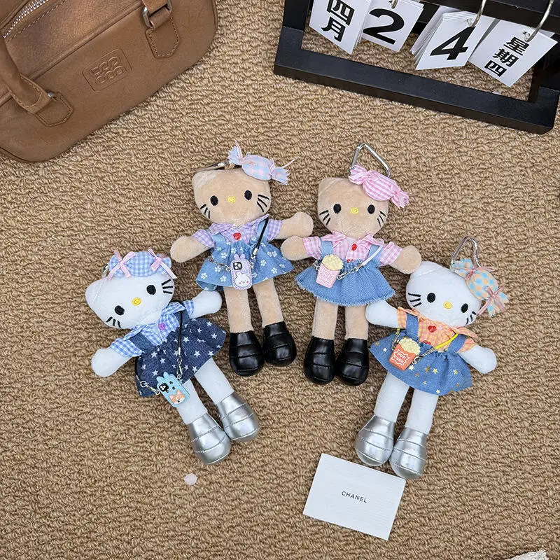

Милый плюшевый брелок Hello Kitty с длинными ногами, кукла-подвеска со сменной одеждой, украшение для рюкзака, милый декор для сумки, подарок, оптом