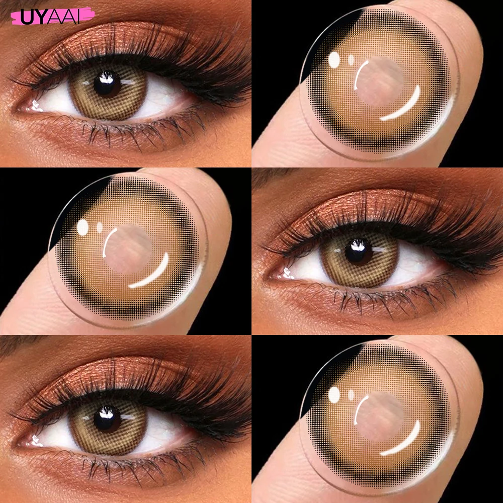 UYAAI Natürliche Braune Linsen, Grüne Schönheitslinsen, 1 Paar Farbige Augenpupillen, Koreanischer Stil, Modische Linsen für Große Augen, Grüne Colorcon – Detail 13
