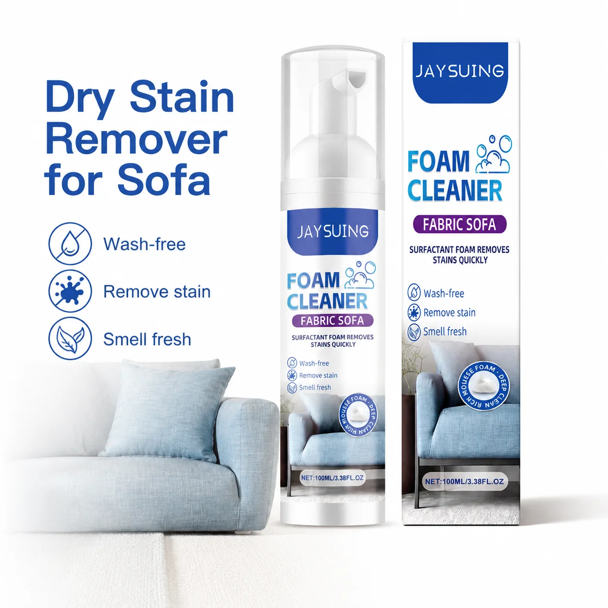 Sofa Foam Cleaner Cleans Stubborn Stains Eliminates Odors Efficient Formula for Fabric Foam Dry Cleaning Agent for Sofas Fabric