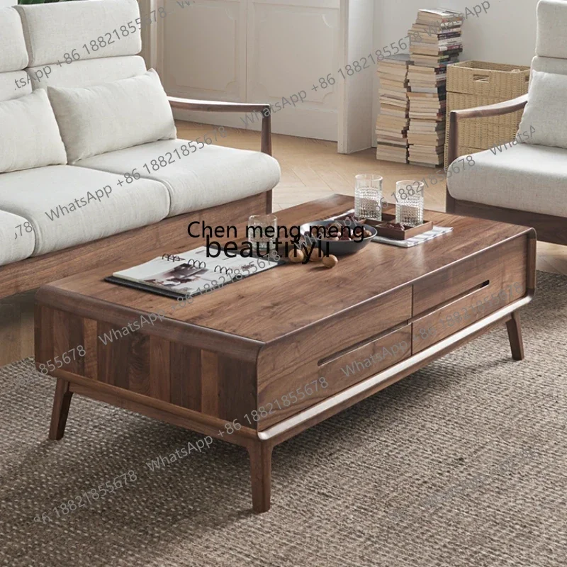

182C North America Black Walnut Wooden Tea Table Simple Full Solid Wooden Tea Table Tea Table Nordic Living Room Furniture Home