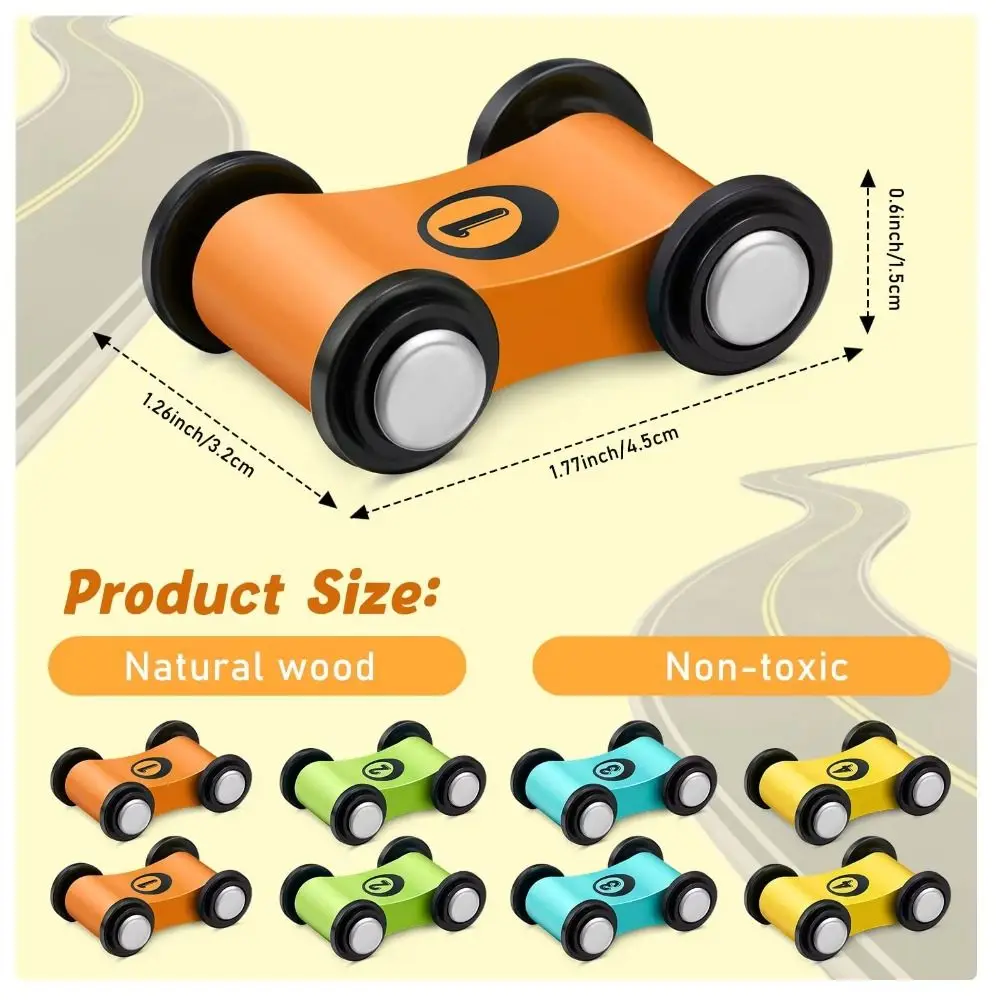 Novo Mini Carro de Madeira Deslizante, Brinquedo de Corrida com Rampa de Madeira, Carro Deslizante Inercial, Modelo de Veículo Colorido e Divertido, Carro de Pista Deslizante para Meninos