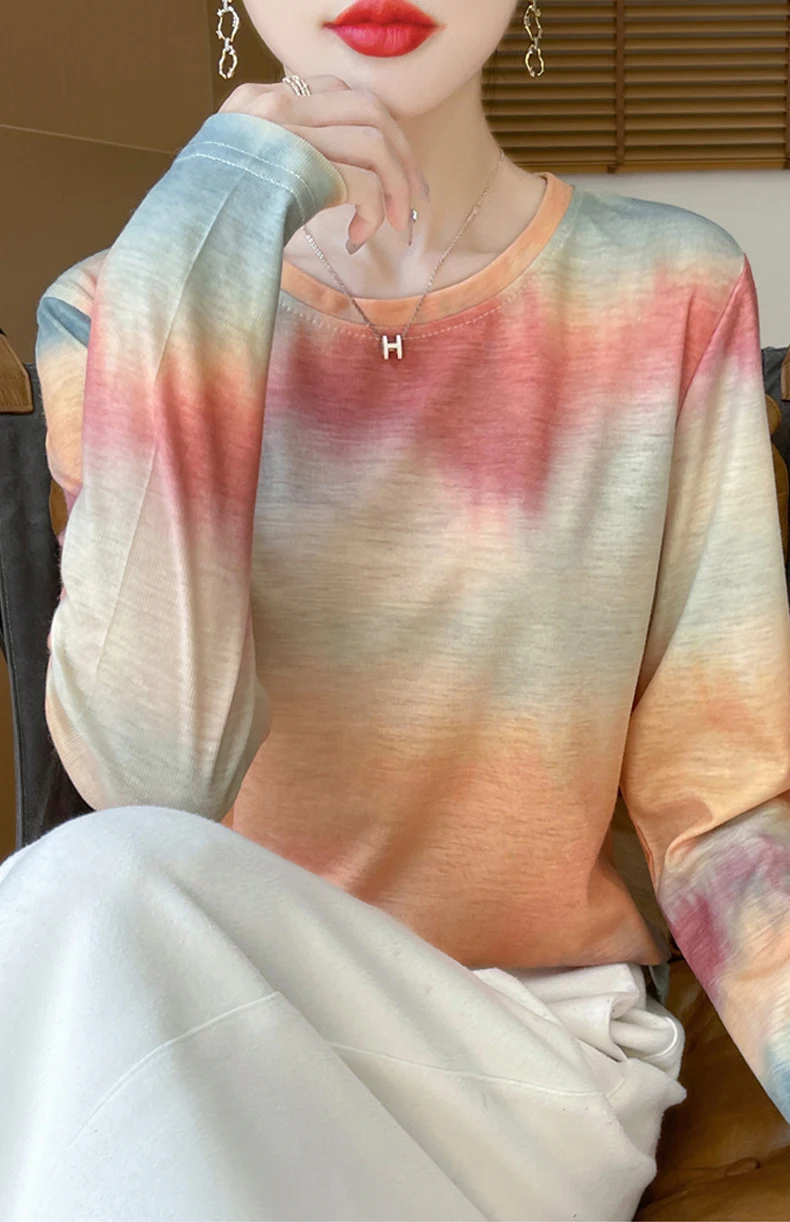 2025 New Summer Thin Silk Knitted Short-sleeved T-shirt Women's Sleeveless Wool Loose Printed T-shirt