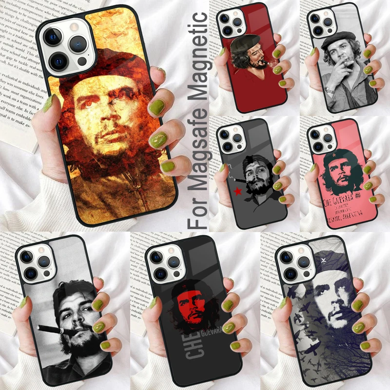 

Мягкий Магнитный чехол Che Guevara для телефона iPhone 16 Promax 15 Pro 13 14 Plus 11 12 Mini MagSafe