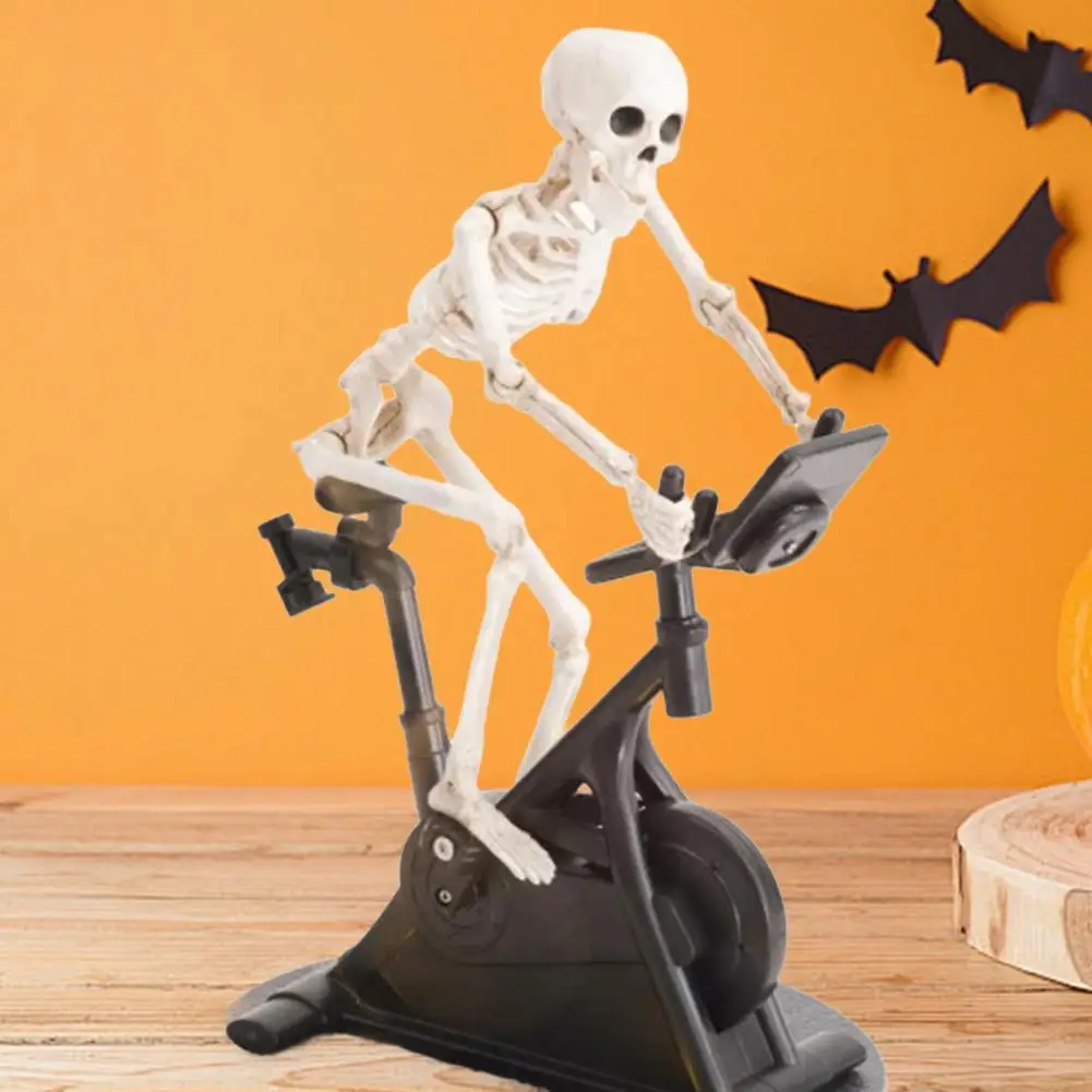 Cycling Skeleton Decoration Halloween Skeleton Cycling Statue for Home Office Decor Resin Fitness Bike Skull Figurine Ornament