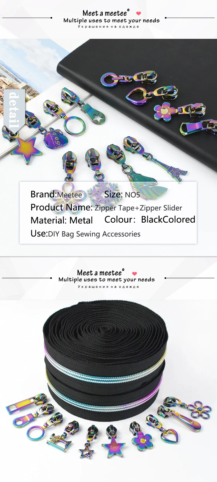 10er Set Regenbogen-Reißverschluss-Schieber Aus Metall – Bunte Ersatzteile Für Taschen & Mehr