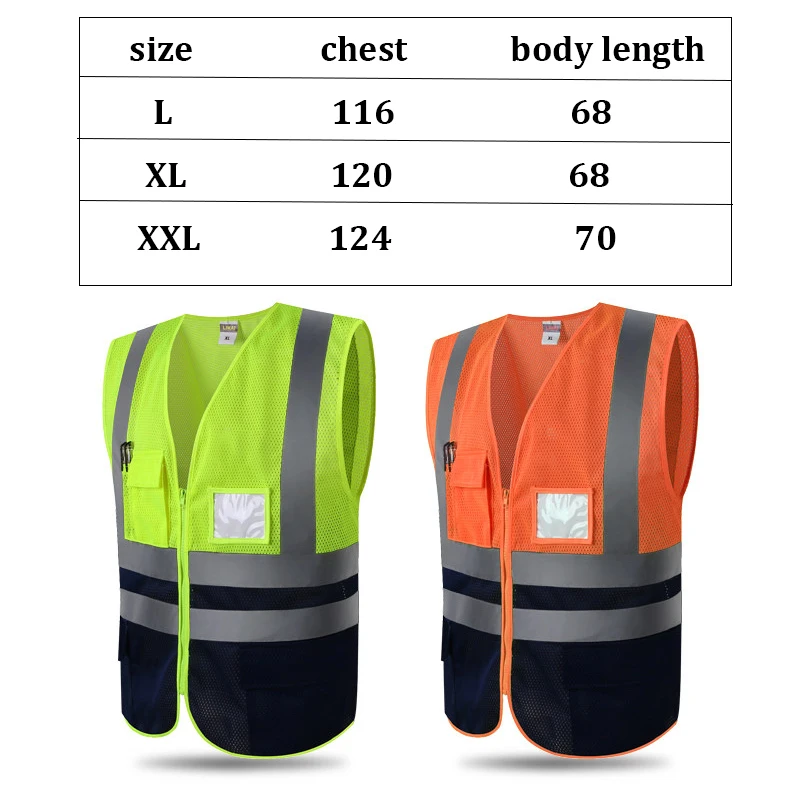 High Visibility Vests Reflective Safety Tops for Women Men Unisex Construction Worker Builder Two Tone Yellow Black Rrange Black